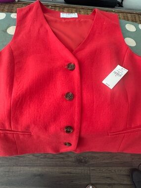 Red Button-Front Vest